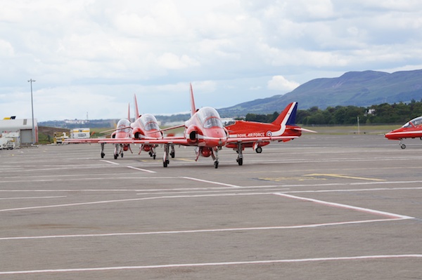 Red Arrows arriving Edinburgh Airport