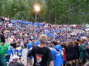 Camp fire at Kandersteg, International Scout Centre, Switzerland.