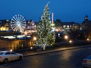 Christmas perspective, from the Mound, Edinburgh 