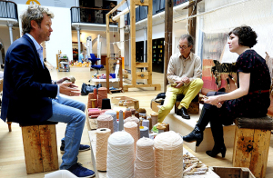 Magne Furuholmen with Glass Onion Tapestry at Dovecot Studios 04