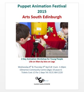 puppet animation workshop at Gilmerton Community Centre Easter 2015