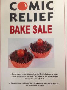 south neighbourhood comic relief bake sale