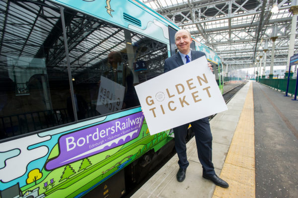 Cllr Burns with Edinburgh's Golden Ticket