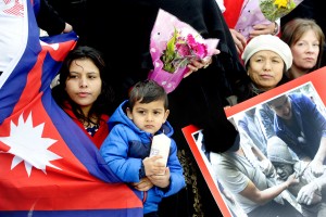 FREE PICTURE:  Nepal Earthquake Appeal in Scotland, Tues 28/04/2015: Members of the Scottish Nepalese community - including Saurav Kandel (correct, aged 2.5 years) join the Nepalese Consul (Mrs Sunita Poddar, the Honorary Consul of Nepal, based in Glasgow ) and the Disasters Emergency Committee (DEC) participating charities to launch the Nepal Earthquake Appeal in Scotland - at the foot of The Mound, Edinburgh.   More info from: Graham Burgess, DEC Scotland Media Lead, on 0141 285 8875 or 07880 785 159.  Photography for the DEC / Oxfam Scotland from: Colin Hattersley Photography - 07974 957 388 - www.colinhattersley.com - colinhattersley@btinternet.com