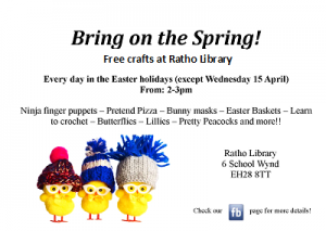 Ratho Library carfts poster Easter