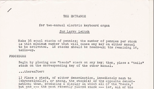 Robert Ashley: The Entrance (for Larry Leitch) - excerpt from score (1966)