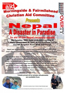 fairmilehead church christian aid nepal fundraiser poster