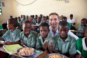 Magnus in a Haitian classroom - image: Catholic Exchange