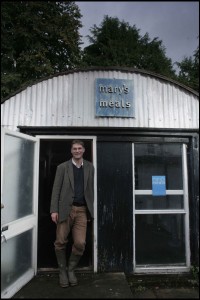 Magnus Macfarlane-Barrow outside the ageing shed in the village of Dalmally, Argyll, where it all began.