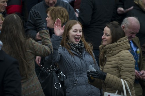 Musselburgh Racecourse Totepool New Year's Day Race Meeting. Jedburgh's Jasmine Tomlinson crosses the line to be the first women to win the race in it's 147 year history.