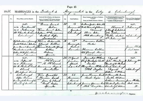 Bruce Lovat Seton marriage register 1940