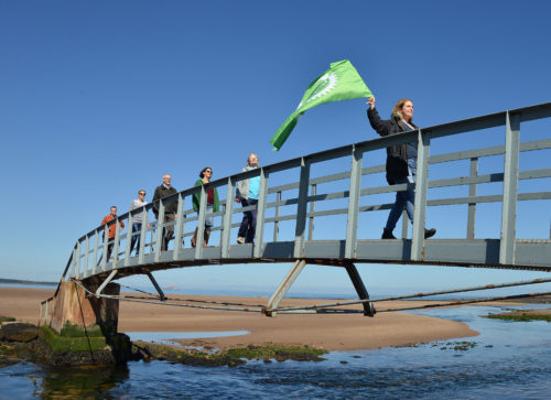 JON SAVAGE PHOTOGRAPHY www.jonsavagephotography.com 07762 580971 Copyright Jon Savage 21st APRIL 2016 Sarah Beattie-Smith (front)- Scottish Green Party MSP Candidate for South of Scotland and party activists mark John Muir day today and the Scottish Green Party's commitment to protecting Scotland's natural treasures when they visited the 'Bridge over Nowhere' and the end of John Muir Way near Sarah's hometown of Dunbar, East Lothian. The John Muir Way stretches 134 miles or 215 km across ScotlandÕs heartland, running between Helensburgh in the west through to Dunbar on the east coast and Muir's birthplace - http://johnmuirway.org/