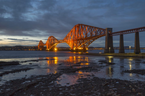 The Forth Bridge in South Queensferry at sunset