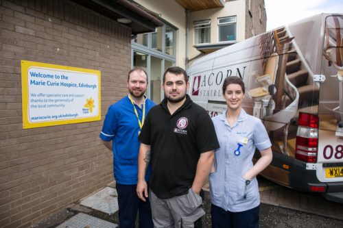 L-R. Martyn Bijak, Charge Nurse, Joe Stevenson, Installation Engineer, Acorn, Emer Haddigan, registered nurse.