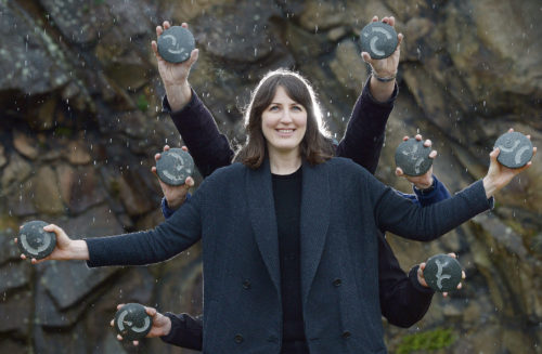 Win a piece of the city – sculptures revealed as Creative Edinburgh Awards First time ever rock from Edinburgh's iconic skyline is crafted into unique sculptures Crafted from the dolerite rock of Salisbury Crags these unique awards are designed by sculptor Alasdair Thomson and mark the first time the volcanic rock of Edinburgh's iconic skyline has been used in sculpture.  This year's winners will be announced on Thursday 10th November at Creative Edinburgh's 5th Birthday Bash at Central Hall. Pic caption: Creative Edinburgh Director Janine Matheson  and sculptor Alasdair Thomson pose with the unique awards.   Neil Hanna Photography www.neilhannaphotography.co.uk 07702 246823