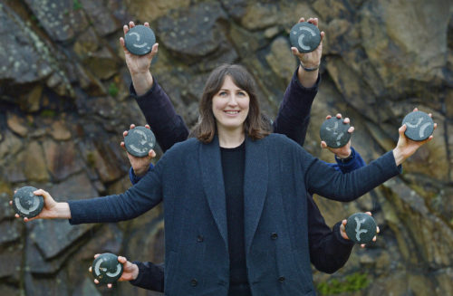 Win a piece of the city – sculptures revealed as Creative Edinburgh Awards First time ever rock from Edinburgh's iconic skyline is crafted into unique sculptures Crafted from the dolerite rock of Salisbury Crags these unique awards are designed by sculptor Alasdair Thomson and mark the first time the volcanic rock of Edinburgh's iconic skyline has been used in sculpture.  This year's winners will be announced on Thursday 10th November at Creative Edinburgh's 5th Birthday Bash at Central Hall. Pic caption: Creative Edinburgh Director Janine Matheson  and sculptor Alasdair Thomson pose with the unique awards.   Neil Hanna Photography www.neilhannaphotography.co.uk 07702 246823