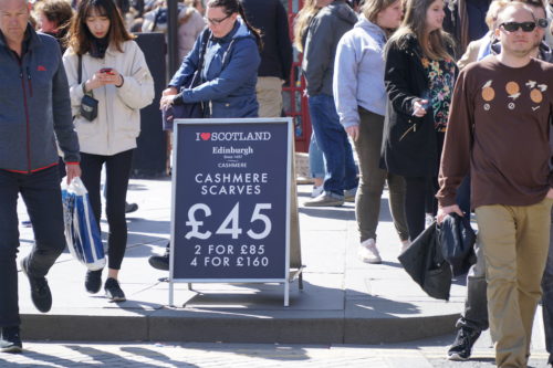 A board on Edinburgh pavement photographed before the ban came into effect
