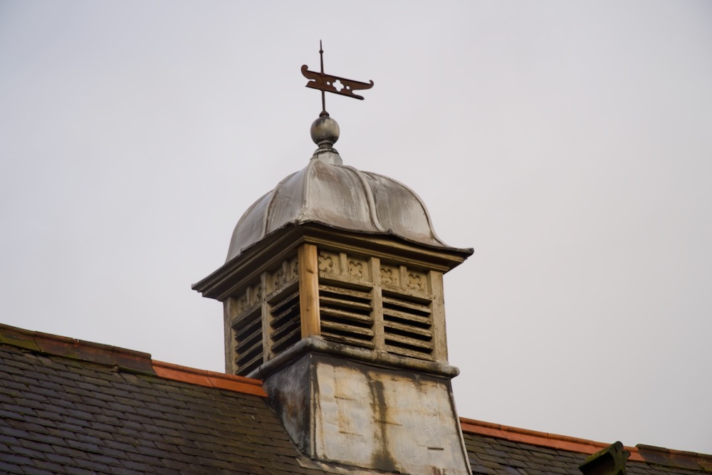 Detail of windvane on roof at Powderhall Stables