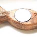 hadeel olive wood fish tea light holder