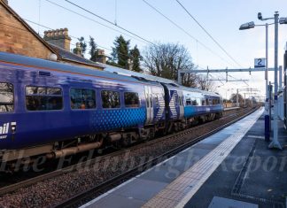 Scotrail train at Linlithgow Station