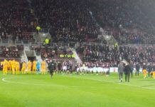 Hearts against Livingston in the Ladbrokes Premiership at Tynecastle on 6th February 2019