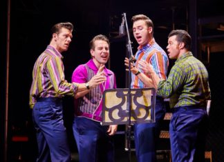 The cast of Jersey Boys starring at the Edinburgh Playhouse at the end of February 2019