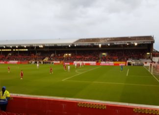 Action from Pittodrie Stadium, Aberdeen, 10th May 2019