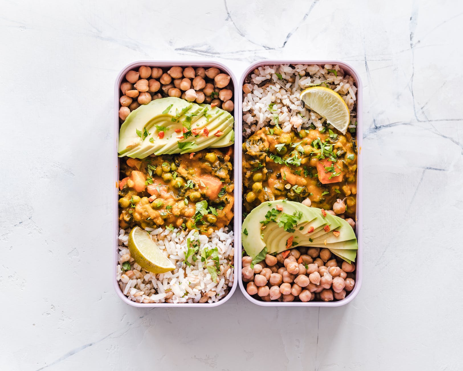 flat lay photography of two tray of foods